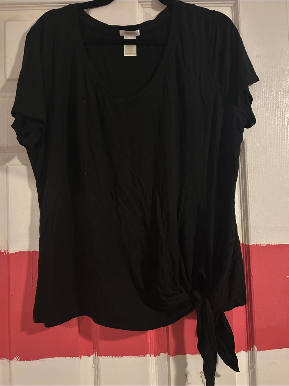 Matty M Black Short Sleeve Tie-Front Tee